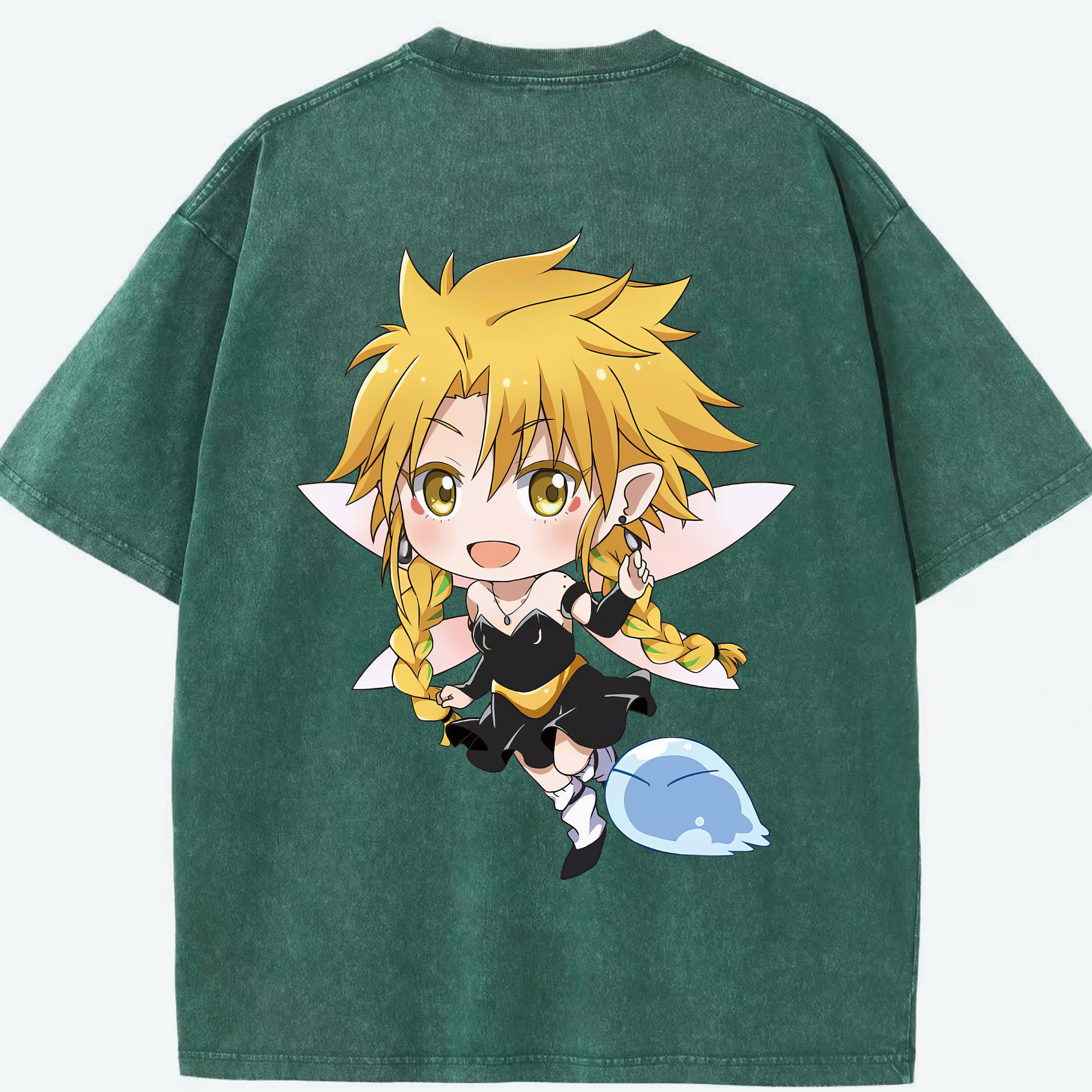 （画像用） 転スラ Regarding Reincarnated to Slime 綿100% ヴィンテージ風 半袖Tシャツ（背面プリント）